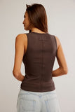 Free People Neria V-Neck Tank Double Espresso