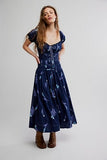 Free People Complete Me Midi Dress Navy Combo