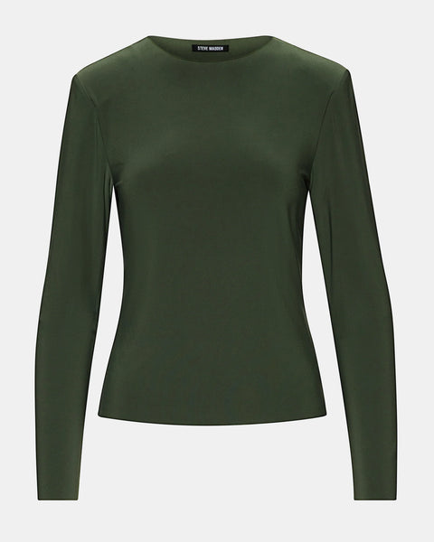 Steve Madden Seline Knit Top Dark Olive
