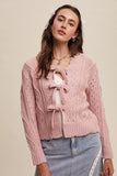 Pink Open Knit Front Cardigan