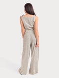 Black Cream Striped Pleated Top