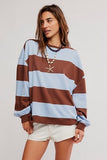 Free People Classic Stripe Crew Wide Periwinkle Combo