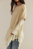 Free People Tattered Love Tee Summer Sand Combo