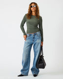 Steve Madden Seline Knit Top Dark Olive