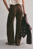 Free People Spotlight Vegan Trouser Chocolate Brown