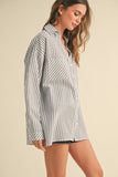 Navy Striped Button Down Shirt