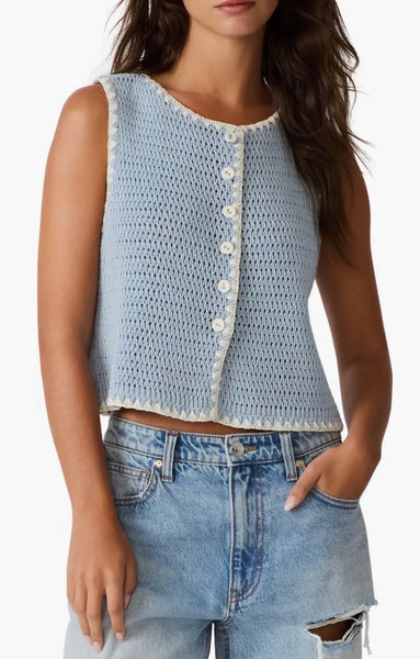 Steve Madden Annya Sweater Vest Blue Ice
