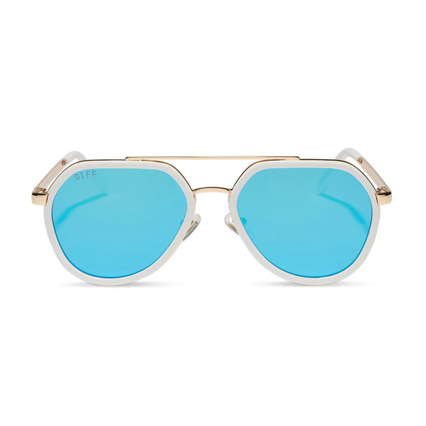 DIFF Joey Snowbound Gold Metal Blue Mirror