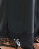 Black Lace Trim Detailed Vegan Pant