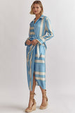 Blue Stripe Maxi Wrap Dress
