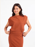 Rust Tapered Knit Top