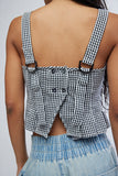 Free People Sunfaded Top Black and White Comb