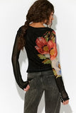 Free People Lilly Printed LS Black Combo