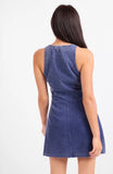 Washed Navy Buttoned Mini Dress