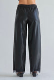 Black Lace Trim Detailed Vegan Pant