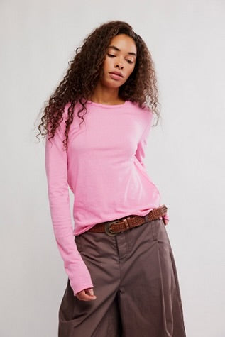 Free People Nova Tee LS Pink Carnation