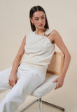 Cream Asymmetrical Sleeveless Top