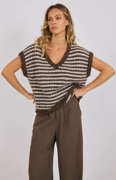 Oak Cream Stripe Sweater Vest