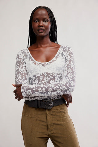 Free People Early Sunsets Layering Top Ivory