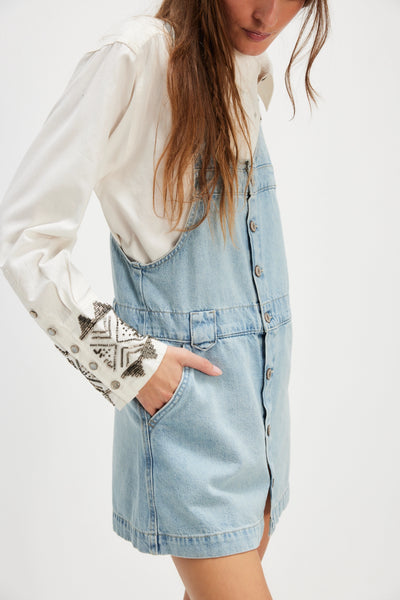 Free People Edie Denim Skirtall Apple Blues
