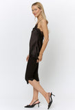 Black Lace Trim Asymmetrical Hem Top