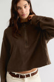 Free People Celeste Quarter Zip Teak