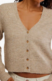 Free People School Girl Cardi Feather Grey Melange Taupe