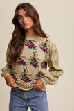 Olive Bow and Rose Knit Sweater