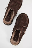 Free People Fallon Fringe Mule Chocolate Suede