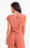 Mahogany/White Stripe Cuffed Top