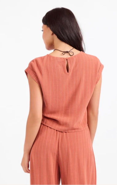 Mahogany/White Stripe Cuffed Top
