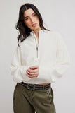 Free People Celeste Quarter Zip Clean Ivory