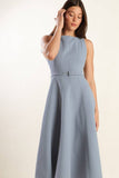 Light Blue Sleeveless Midi Dress