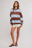 Free People Classic Stripe Crew Wide Periwinkle Combo