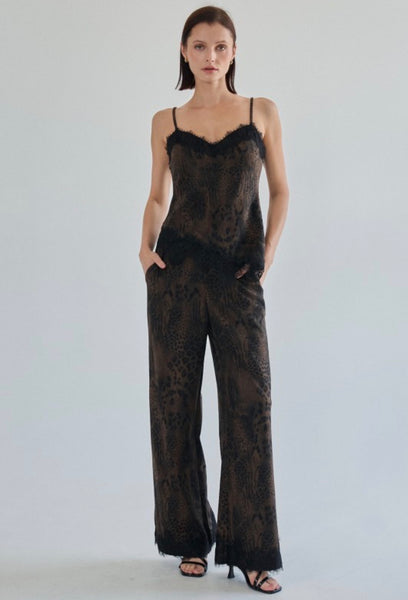 Chocolate Leopard Suede Pants