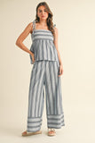 Denim Striped Wide Leg Pant