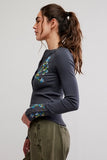 Free People Fleur Embroidered Cuff Graphite Combo