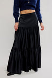 Free People Juliette Satin Maxi Black