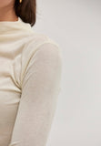 Cream Long Sleeve Mock Neck Top