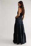 Free People Juliette Satin Maxi Black