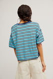 Free People Clean Rugby Tee Crystal Blue Combo