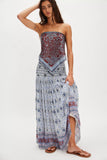 Free People Ravenna Printed Maxi Skirt Blue Bird Combo