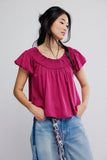 Free People Mabel Knit Top Solid Sangria