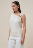 Cream Asymmetrical Sleeveless Top