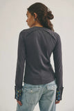 Free People Fleur Embroidered Cuff Graphite Combo