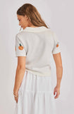 Citron Embroidered Orange Knit Shirt Ivory/Orange