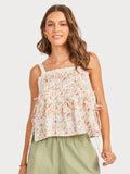 Cream Multi Pintuck Lace trim Top
