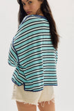 Free People Clean Rugby Tee Crystal Blue Combo