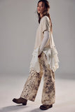Free People Alter Ego Wide leg Jean Snow Leopard