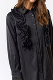 Black Satin Shirt Dress